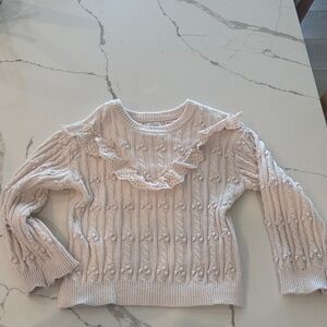 Zara Women's Light Pink Sweater with Lace Ruffle